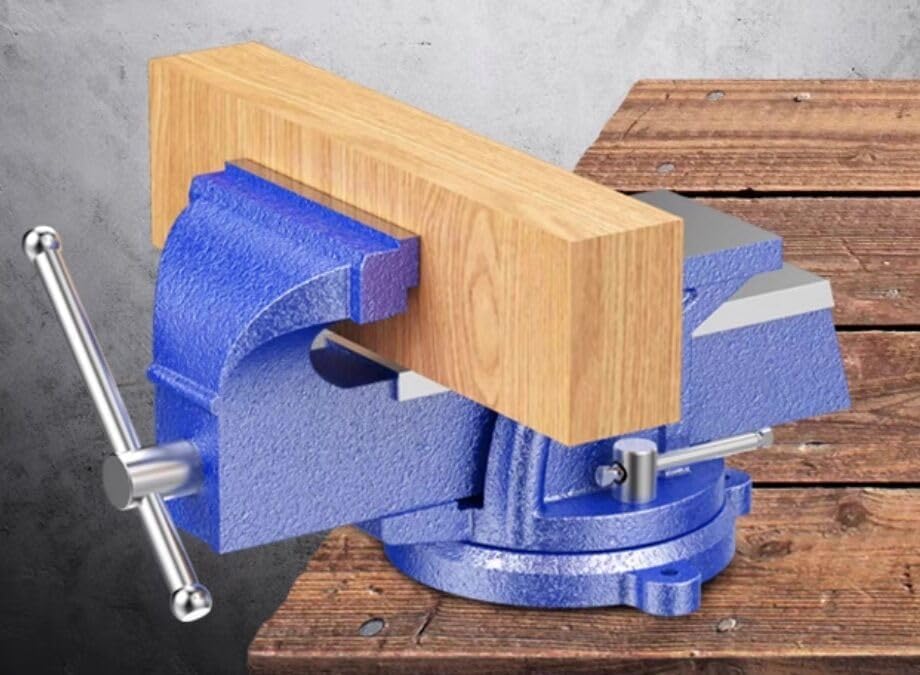 HFS(R) 5" Heavy Duty Bench Vise Anvil with 360° Swivel Locking Base Desktop Clamp (16LBS) - FS Blue Design