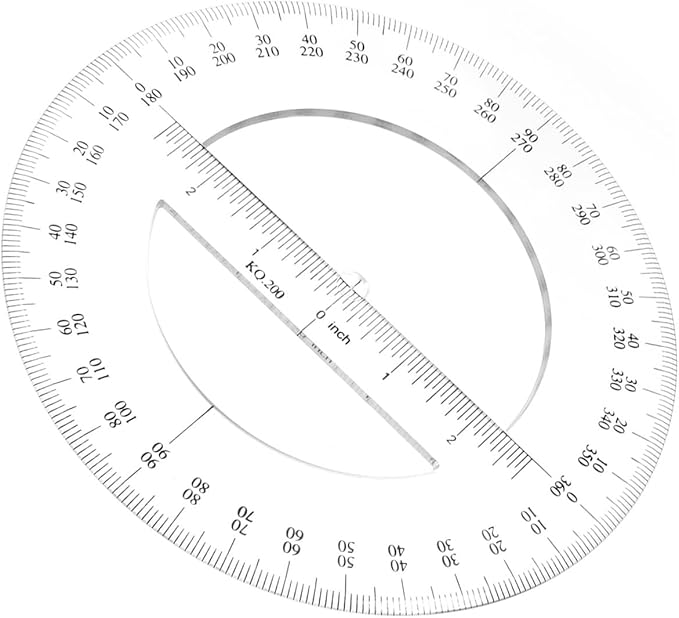 360 Degree Clear Protractor 20cm/8 Inch Diameter Plastic Math Protractors Circle Protractors Mathematical Tool for Angle Measurement