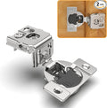 Chibery 2 Pack 1-1/4" 4D Overlay Soft Close Concealed Hinges for Face Frame Door, Control Closing Speed, Smooth Slow Self Close Hinges, Satin Nickel, 105° Open Angle Stainless Steel Cabinet Hinges
