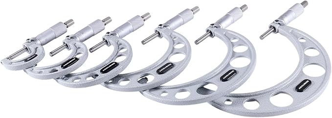 Accusize Industrial Tools 0-6 inch by 0.0001'' Ultra-Precision Outside Micrometers with Carbide Tips 6 Pc Set, Eg00-0906