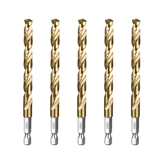SALI Cobalt Drill Bit Set,5 Pack 5/16 Inch High Speed Steel Hex Shank Jobber Drill Bits, for Hardwood, Aluminum,Metal,Copper,Alloyed Steel