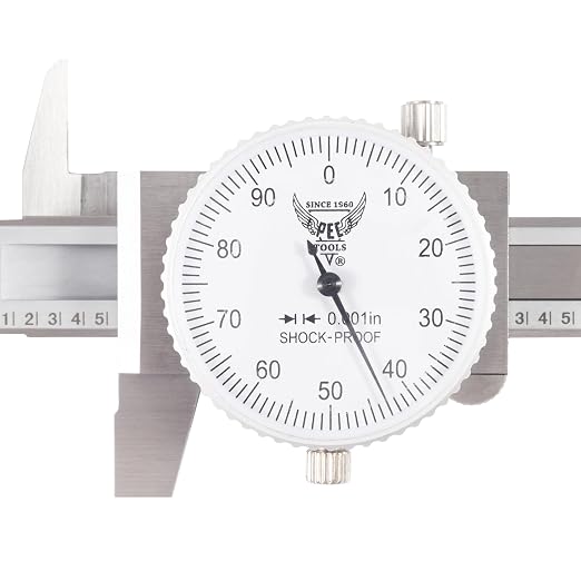 PEC Dial Caliper 0-4 Inch, Stainless Steel Precision Measuring Tool with Shock-Proof Dial, High Accuracy ±0.001"