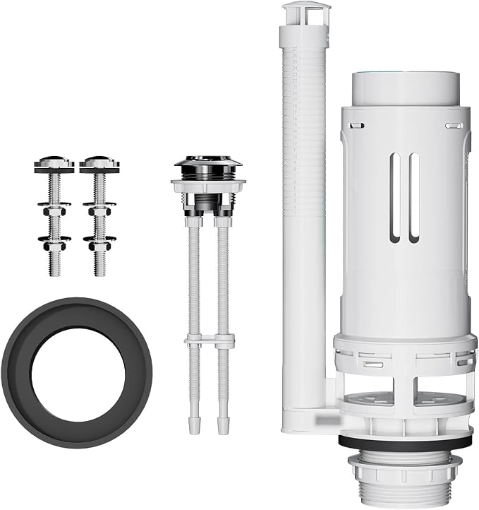 R&T 2-Inch Toilet Flush Valve Replacement Kit with Push Button, Tank to Bowl Gasket with SUS304 Bolts, Toilet Repair Kit Inside Tank for 2-piece Toilet A2473M