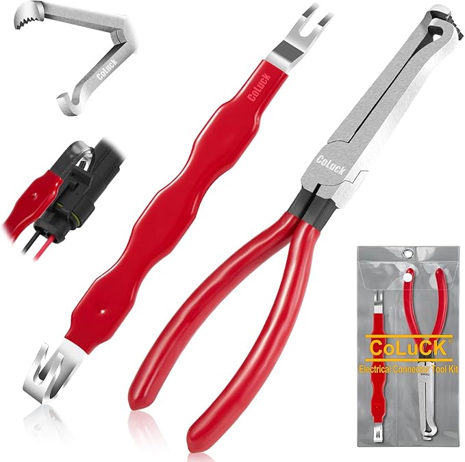 Electrical Disconnect Pliers 37960, Electrical Connector Separator 13120, 8in Automotive Tools Electrical Connector Pliers, Automotive Tools for Push Tab Style Plugs (2-Piece Set)