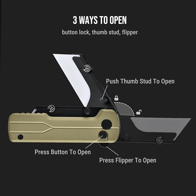OKNIFE U1 Ultra Pocket Folding Utility Knife with Ceramic Blade, Lightweight O-Aluminum Handle Box Cutter with Clip, Button Lock Pocket Knife for Men Women (Olive Green)