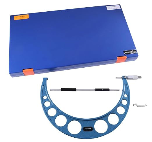 Accusize Industrial Tools 11-12'' Ultra-Precision Carbide Tipped M-Type Outside Micrometer, Resolution 0.0001'', Eg00-0012 | 11-12", Ultra-Precision, Carbide Tipped, M-Type, Resolution 0.0001", Ratchet Friction Thimble, Solid Storage Case