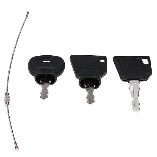 DVPARTS Heavy Equipment Key Set - 3 Keys on Ring - Black - Ignition - Manual Operation - Fits JCB, Bomag, Hamm, Roller, Compaction, Dynapac, Terex, Vibromax, Volvo, Ford, Moxy, New Holland and More