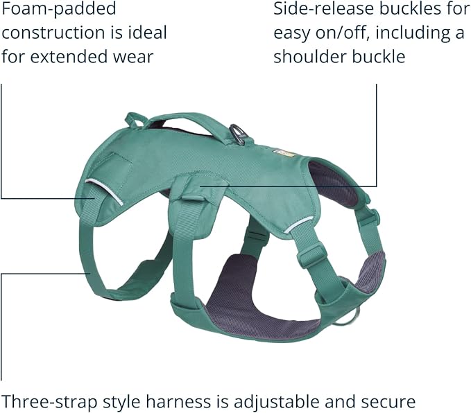 Ruffwear, Web Master, Multi-Use Support Dog Harness, Hiking and Trail Running, Service and Working, Everyday Wear, River Rock Green, XX-Small