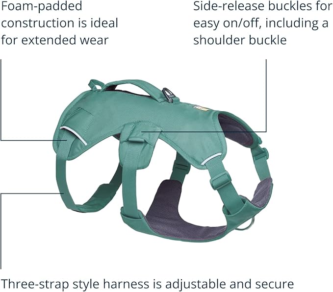 Ruffwear, Web Master, Multi-Use Support Dog Harness, Hiking and Trail Running, Service and Working, Everyday Wear, River Rock Green, Medium