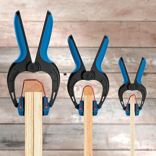 Rockler Medium Spring Clamps (Pair) – Easy Squeeze Bandy Clamps Woodworking for Thinner Stock, & Delicate Moldings – One-Handed Operation Medium Clamps – Easy to Grip Nylon Hand Clamps w/Fiberglass