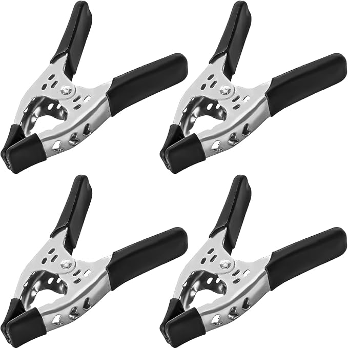BLACK Lot of 4 - 6" inch Clamp Large Heavy Duty Spring Metal - 2.5 inch Jaw opening
