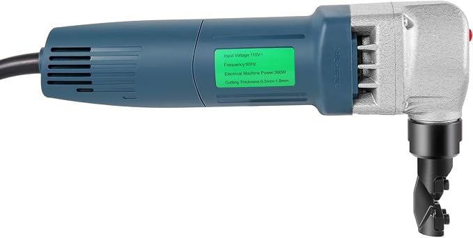 VEVOR Sheet Metal Nibbler 380W, Electric Metal Nibbler 1800RPM High Speed Rotor 0.07in/1.8mm, Metal Nibbler Cutter w Replaced Blades Storage Case for Cutting Stainless Steel, Aluminium, Plastic