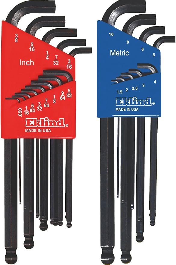 EKLIND 13122 Stubby-Ball-Hex L-Key allen wrench Combo- Inch / MM (2 sets 22pc)