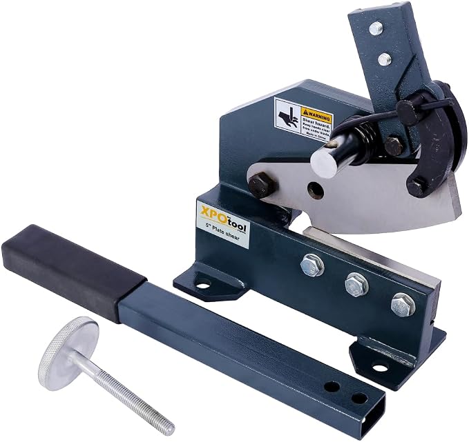 Metal Shears, Heavy-Duty Sheet Metal Cutter for Industrial Use, Hand Plate Shear, High Carbon Steel Blade, Effortless Cutting, Shrinker Stretcher Compatible, Workbench Mountable (6-Inch)