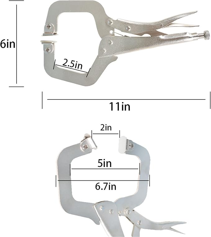 munirater 10-Pack Lock Pliers 11 Inch C-Clamp Lock Pliers with Swivel Pad Vise Jaws for Home Farm and Automotive