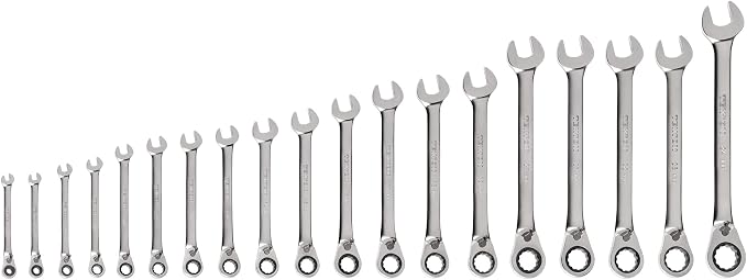TEKTON Reversible Ratcheting Combination Wrench Set, 19-Piece | WRC94003 | (6 - 24 mm), 12-Point, Satin Chrome Finish