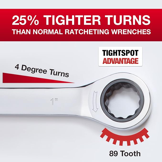 Jaeger 1 Inch Combo Ratchet Wrench, 89-Tooth, Chrome Vanadium, SAE