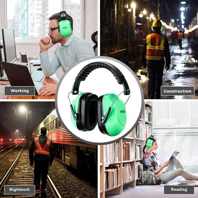 ProCase Noise Reduction Ear Muffs, Sound Proof Ear Protection, NRR 28dB Noise Cancelling Headphones for Adults Kids Autism, Hearing Protection for Shooting Gun Range Mowing -Luminous