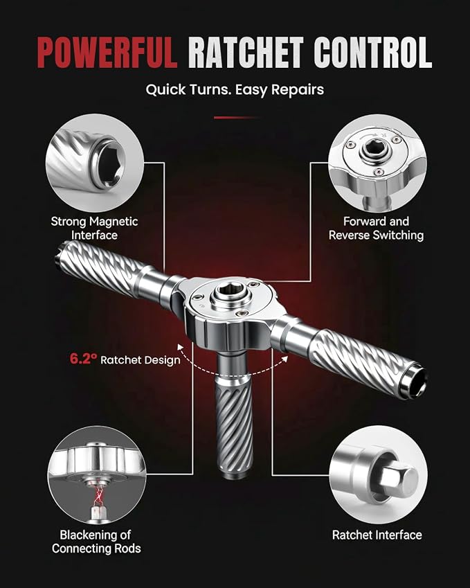 VMAN Ratchet Screwdriver Set, magnetic Screwdriver sets, S2 Steel Bits, DIY Combination Flexible Shaft, Suitable for Furniture Assembly, Precision Electrical Appliance Repair, Bicycle Tools