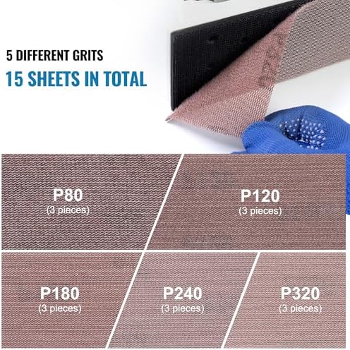 S SATC 15PCS Adjustable Radius Flexible Sanding Block with Hook & Loop Backing 70 x 400MM Longboard Hand Sander for Automobile Ship Wood Grinding with 80 120 180 240 320 Grit Mesh Sandpapers