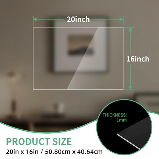 5 Pack of 8×10" Plexiglass Sheets 0.04" Thick,Thin Clear Acrylic Sheets Transparent Plexi Glass Panel for Crafting Projects, Replacement Picture Frame Glass, DIY Display