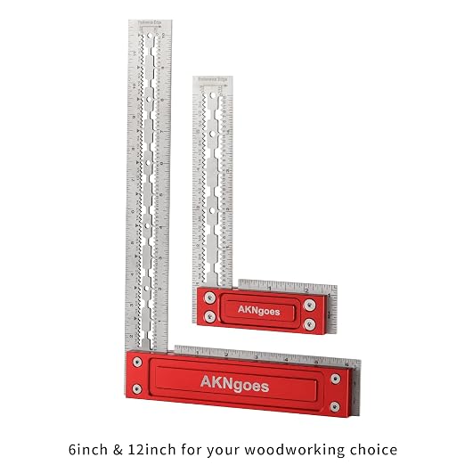 Precision Woodworking Square, Stainless Steel Square with Shoulder Lip, Self Standing for Quick Measurement, Built in Scribe Notches, Framing Tool for Professional Carpentry Use-6 Inch