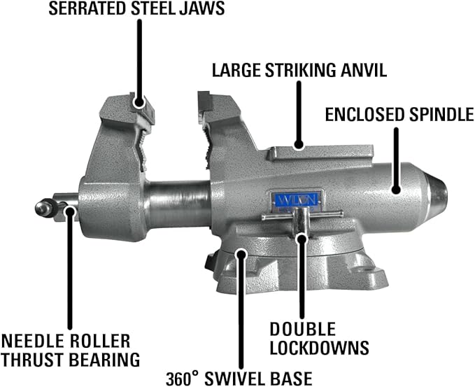 Wilton Mechanics Pro Bench Vise, 8" Jaw Width, 8-1/2" Jaw Opening, 4-1/2" Throat (Model 880M), Grey