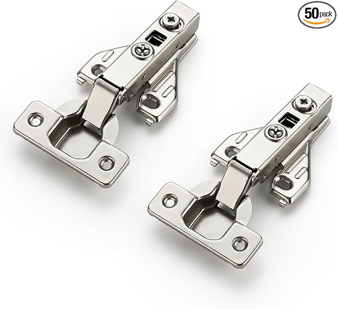 Ravinte 25 Pairs 50 Packs Full Overlay Cabinet Door Hinges,105 Degree Adjustable Concealed Kitchen Cabinet Hinges Soft Close for Face Frame Cabinet