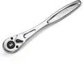 DURATECH 3/8-Inch Drive Ratchet Handle, Ratchet Socket Wrench | 90 Tooth, 8-3/8" Length, Heavy Duty, Professional Ratchets, Quick-Release Reversible, Chrome Alloy Made, Polished Chrome