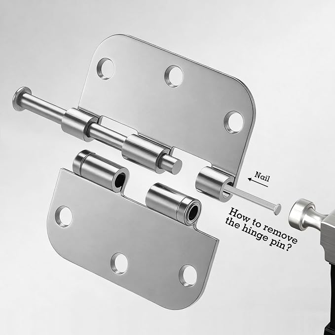 6 Pack No Squeak Polished Chrome Door Hinges 3.5 Inch 5/8" Radius Round Ball Bearing Interior 3-1/2"Flat Iron Bifold Residential Standard Bedroom Indoor for Doors 3 ½" Hardware Home Decor Essentials