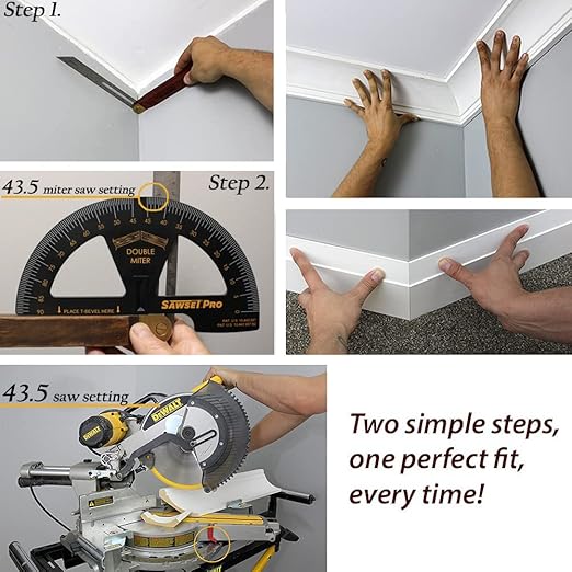 Sawset Miter Saw Protractor SAWSET PRO. Patented No Math Scales. Large Scales are The Key to Accuracy. In Size Matters! In ABS Plastic.