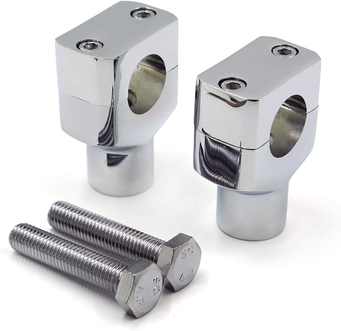 HongK- Chrome 1.25" Motorcycle 31.25mm Handlebar Riser Clamp Compatible with H-D Cruisers Choppers [P/N: MT030-008-1.25"]