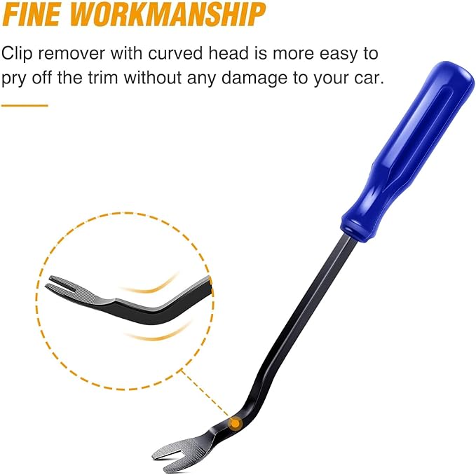 GOOACC Car Panel/Upholstery Remover Ergonomic Stainless Steel Fastener Remover - Easily Removes Plastic Fasteners Reduces Damage to Panels and Loss of Clips Blue