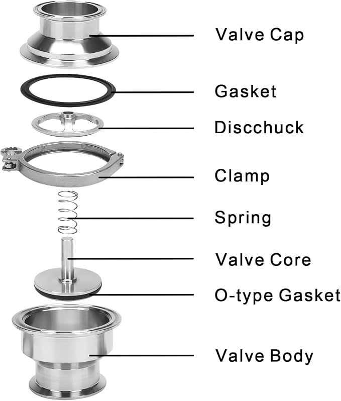DERNORD Sanitary Check Valve - One Way Flow - 2.5" Tri Clamp Style, Stainless Steel 304, FKM Gasket (2.5" Tri Clamp Check Valve)