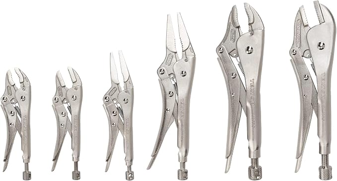 TEKTON Locking Pliers Set, 6-Piece (Straight Jaw, Curved Jaw, Long Nose) | PLK99903