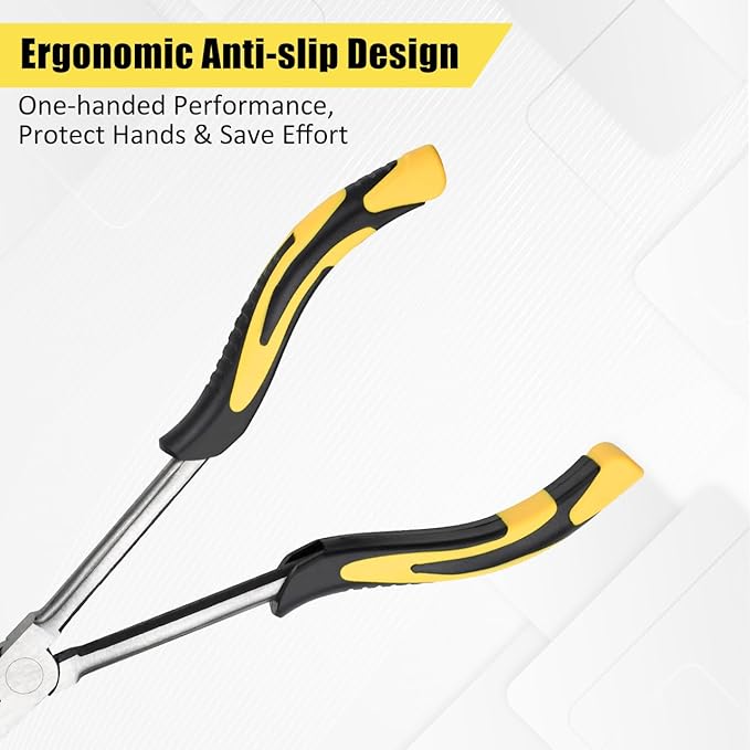 Premium Long Needle Nose Pliers-11’’, Paper Clamp Precision, Chromium-Vanadium Steel, Soft Grip with Wire Cutter, Long Nose Cutting Pliers for Home, Fishing, Jewelry, Crafts,1pcs