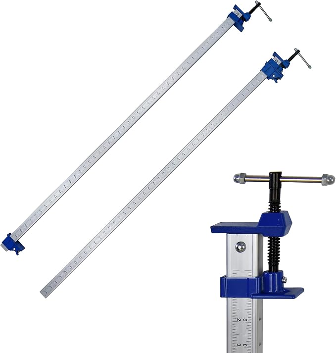 FEIRONG 48 Inch Heavy Duty Bar Clamps (2 Pack) - Dual-Scale Ruler (Inch & CM), 330LB Capacity, 90° Angled Jaws for Cabinet Making, Door Assembly, Professional Woodworking (Blue)
