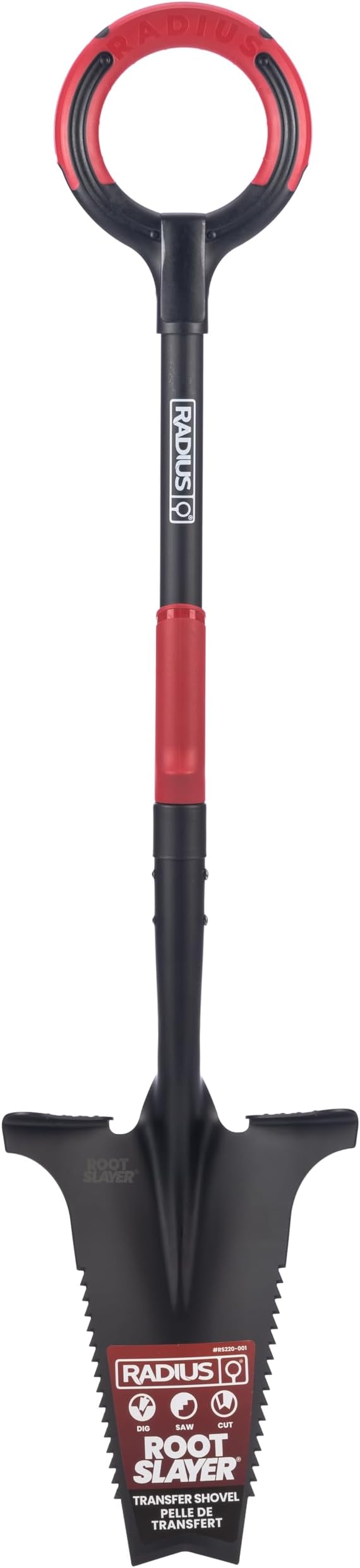 Root Slayer RS220 Heavy Duty Garden Shovel with Serrated Blade for Digging and Root Removal, Steel Spade