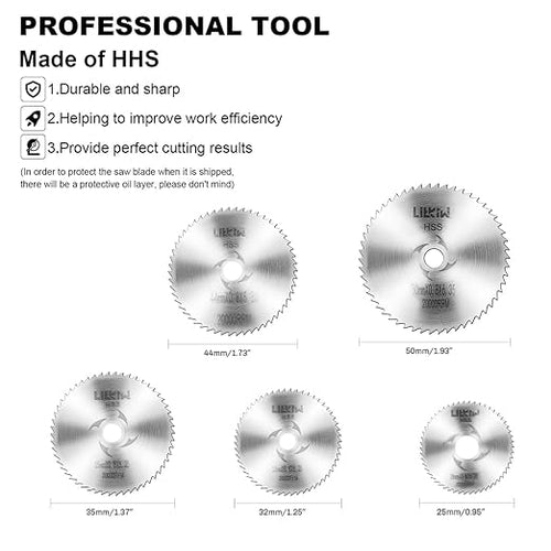 1/4-Inch Hex Shank Rotary Drill Saw(with 5PCS Blades),HSS Saw Disc Wheel Cutting Blades for Drills Rotary Tools