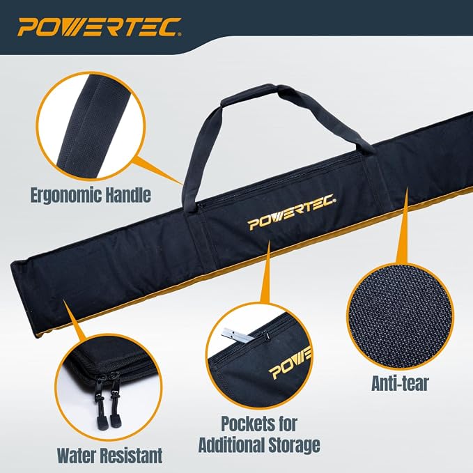 POWERTEC 71411V 59" Track Saw Guide Rail Bag for Makita, and DEWALT | W/Dual-Sided Padding For Secure Rail Placement