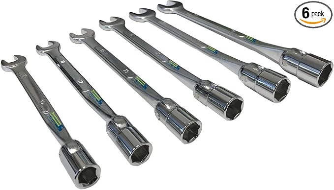 Flex Socket (6pc) 6 Point Wrench Set With Flexible Heads and Open Ends