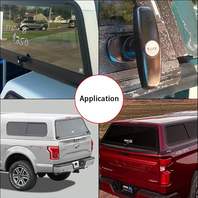 Pickup Truck Cap Topper Camper Shell Locking T-Handle -with 2 Keys for Most Brands of Truck caps, Toppers, Camper Tops Black Powder Coated Finish-Left Side