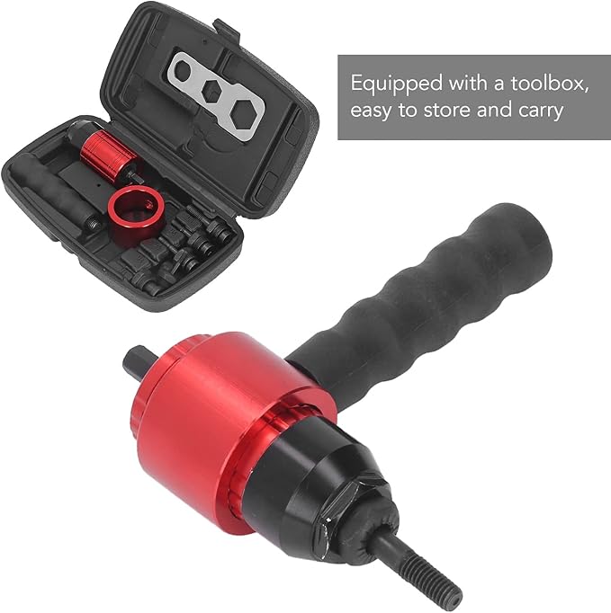 Zooke Electric Rivet Gun Adapter, Cordless Drill Riveting Insert Nut Tool with 5 Rivet Heads and Handle Wrench, Nut Drill Adapter Kit, Rivet Attachment for Screwdrivers and Drills