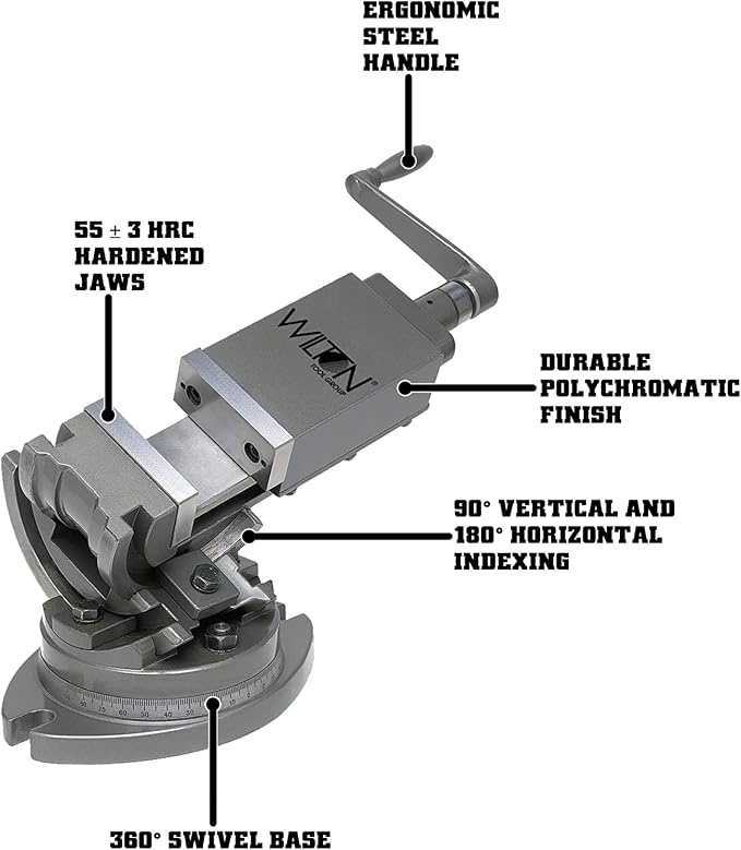 Wilton 3-Axis Precision Tilting Vise, 4" Jaw Width, 4" Opening, 1-1/2" Jaw Depth (Model TLT/SP-100)