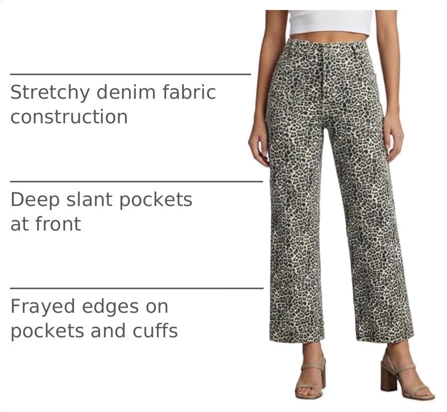 Cicy Bell Womens Cropped Wide Leg Jeans High Waisted Baggy Denim Ankle Pant