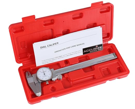 Accusize Industrial Tools 0-6 inch by 0.001 inch Precision Dial Caliper, Stainless Steel, in Fitted Box, P920-S216