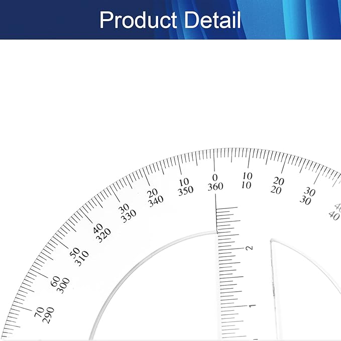 360 Degree Clear Protractor 20cm/8 Inch Diameter Plastic Math Protractors Circle Protractors Mathematical Tool for Angle Measurement