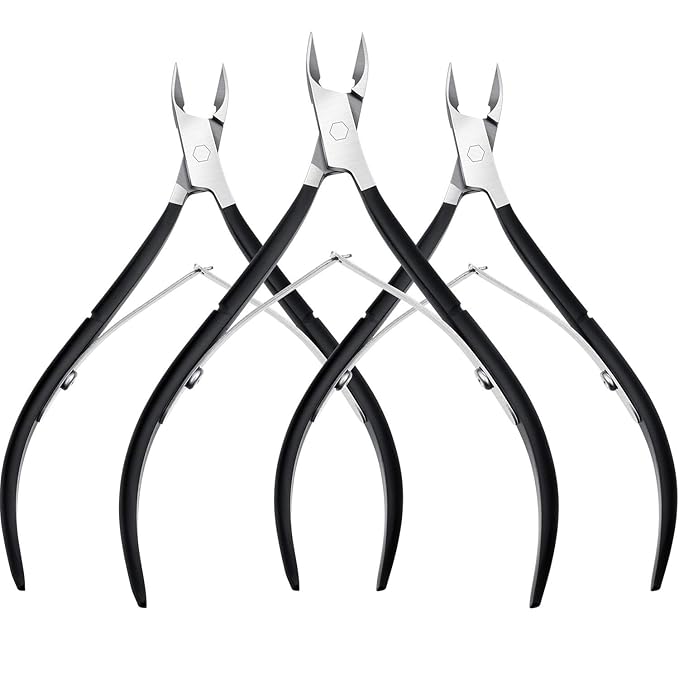 Mudder 3 Pack Black Cuticle Trimmer Nippers Cutter Tool Stainless Steel Nail Cuticle Scissors Remover with Pointed Blade Scissors Pedicure Manicure Tool for Fingernails and Toenails Nails Care