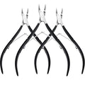 Mudder 3 Pack Black Cuticle Trimmer Nippers Cutter Tool Stainless Steel Nail Cuticle Scissors Remover with Pointed Blade Scissors Pedicure Manicure Tool for Fingernails and Toenails Nails Care