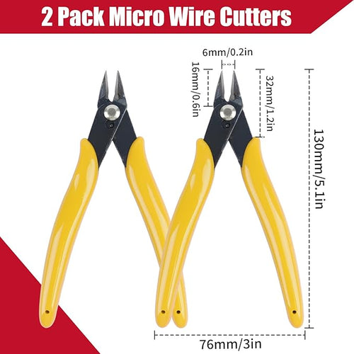 1 Pack Micro Wire Cutters, 5 Inches Flush Cutters Pliers, Diagonal Side Cutters Nippers, Zip Tie Sprue Cutter for Electronics, Plastic Models, Jewelry (Yellow)